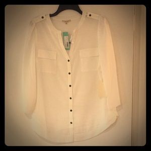 White button down blouse